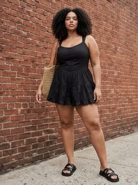 Wild Fable - Black Tiered Ruffle Romper - Adjustable Shoulder Straps - Size XL